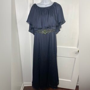 Adrianna Papell Navy Blue Capelet Cocktail Dress flawed